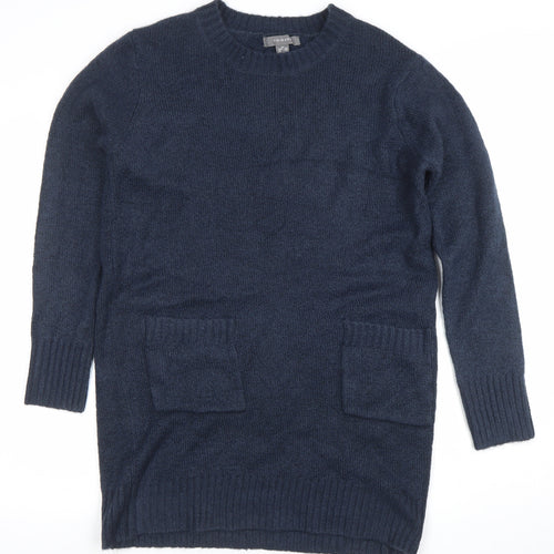 Primark Women’s Blue Knit Tunic Jumper XS Long Sleeve Crew Neck