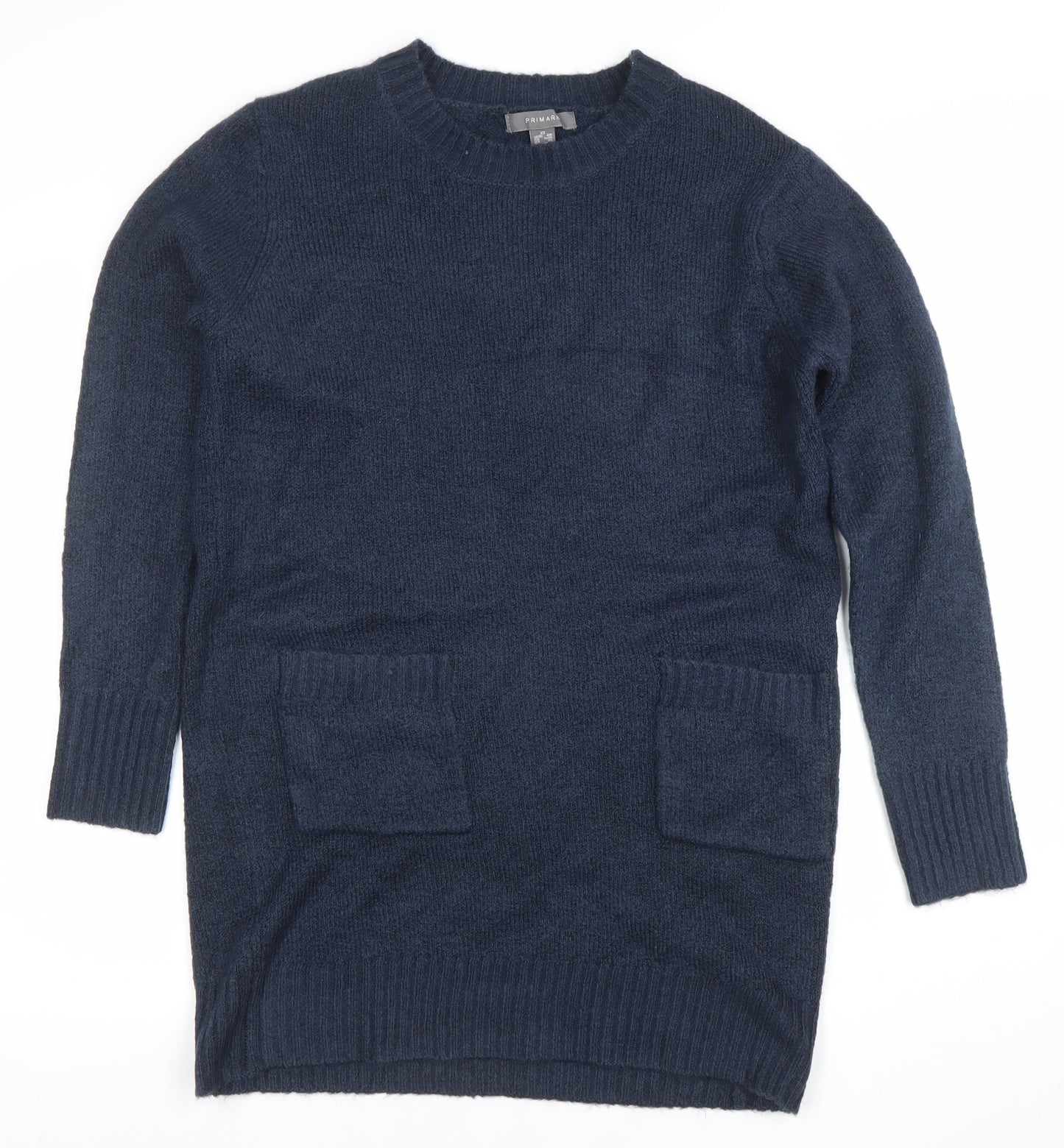 Primark Women’s Blue Knit Tunic Jumper XS Long Sleeve Crew Neck