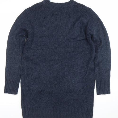 Primark Women’s Blue Knit Tunic Jumper XS Long Sleeve Crew Neck