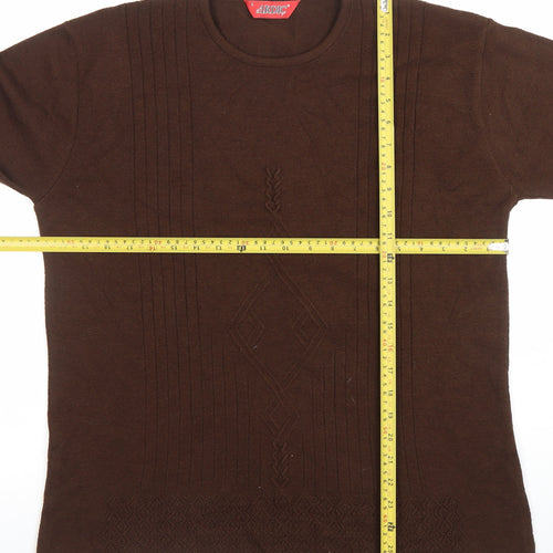 Ardic Women Brown Wool Blend Crew Neck Cable Knit Jumper L