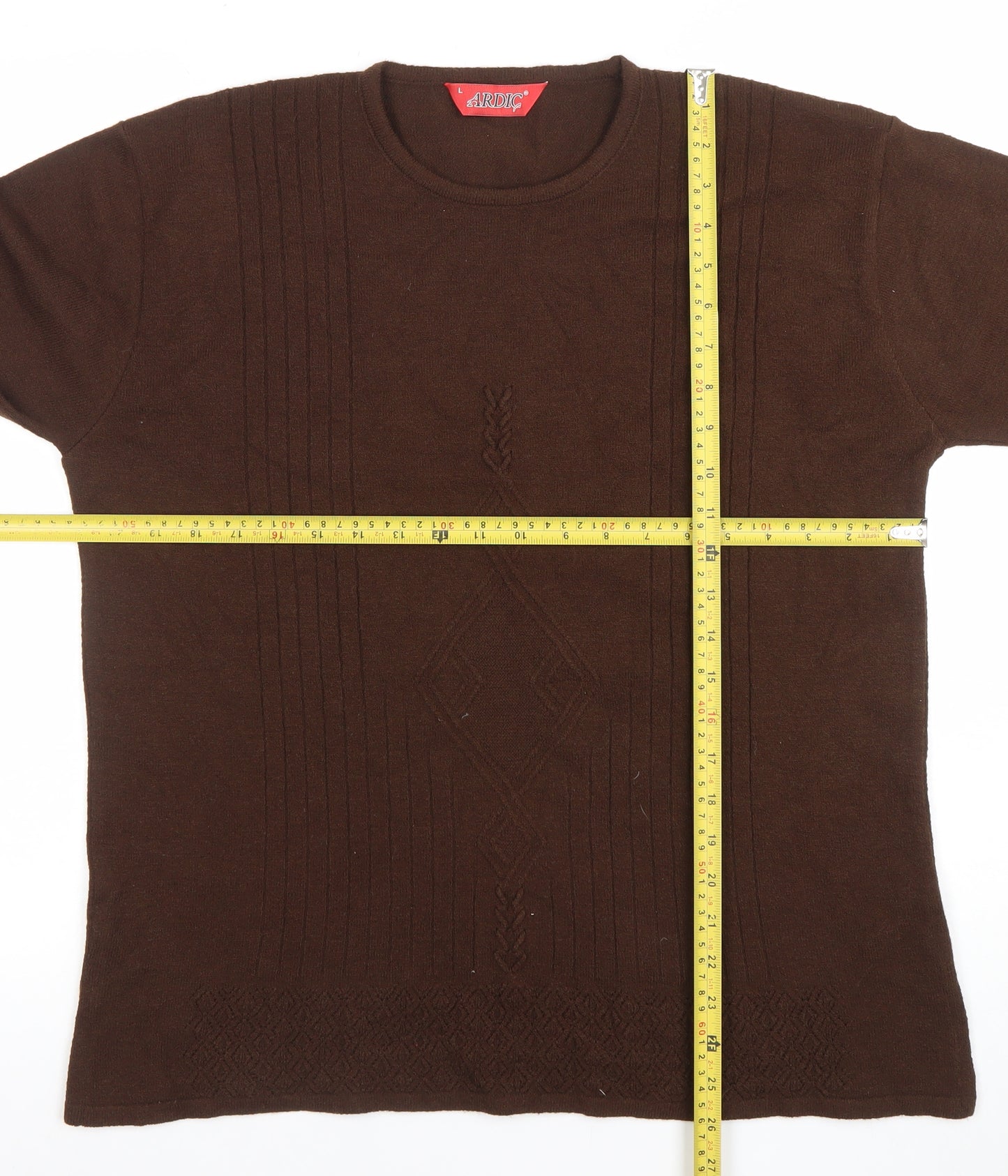 Ardic Women Brown Wool Blend Crew Neck Cable Knit Jumper L