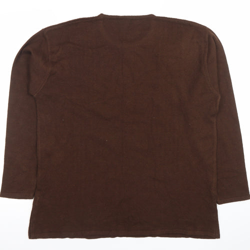 Ardic Women Brown Wool Blend Crew Neck Cable Knit Jumper L