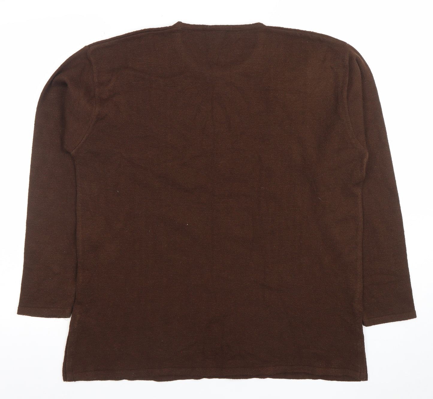 Ardic Women Brown Wool Blend Crew Neck Cable Knit Jumper L