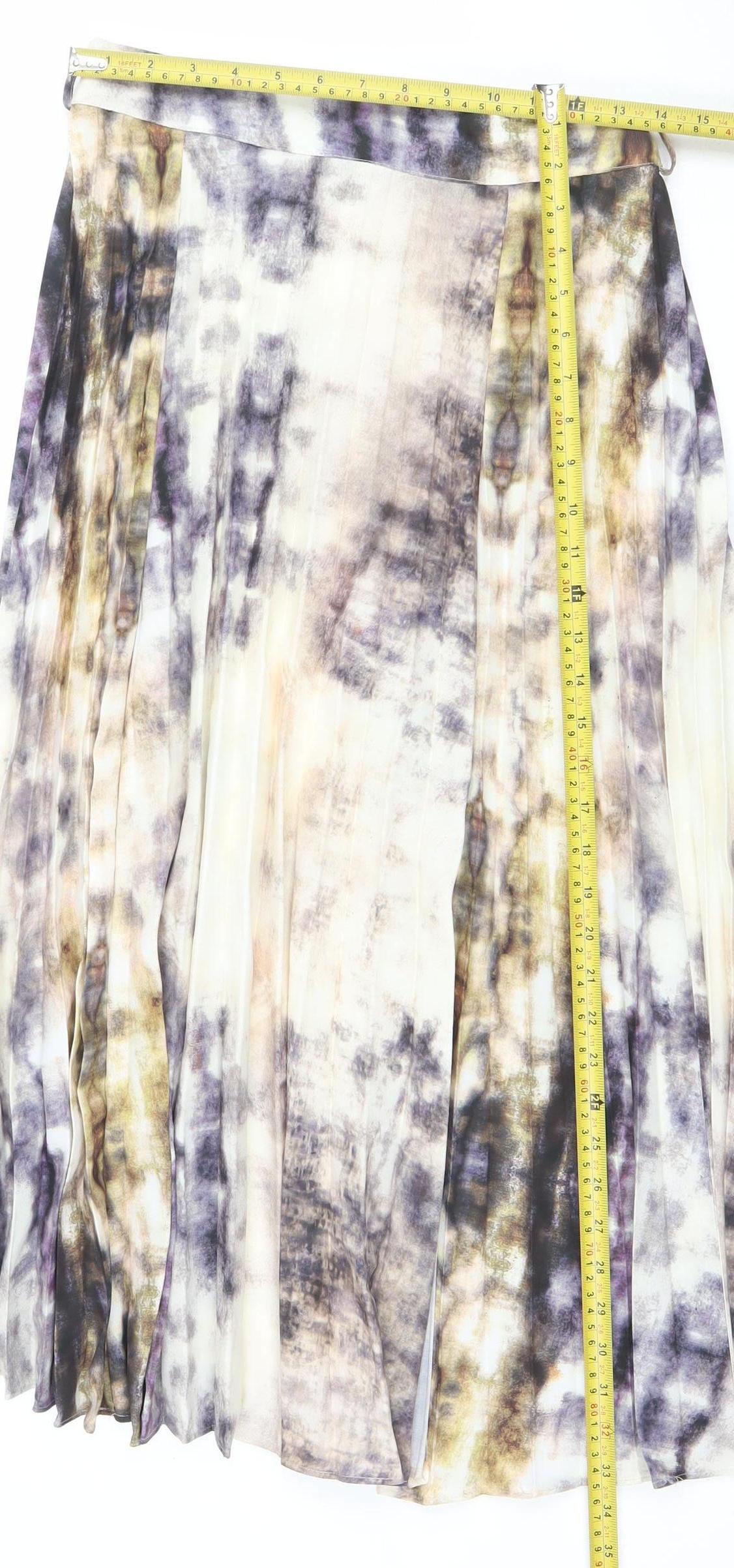Topshop Womens Multicoloured Pleated Midi Skirt Size 10