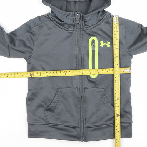 Under Armour Boys Grey Full Zip Hoodie 2-3 Years Hooded Sweatshirt