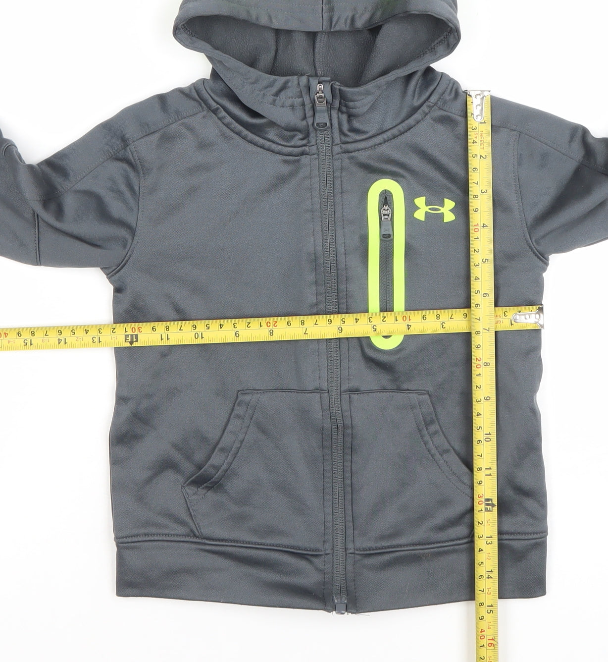 Under Armour Boys Grey Full Zip Hoodie 2-3 Years Hooded Sweatshirt