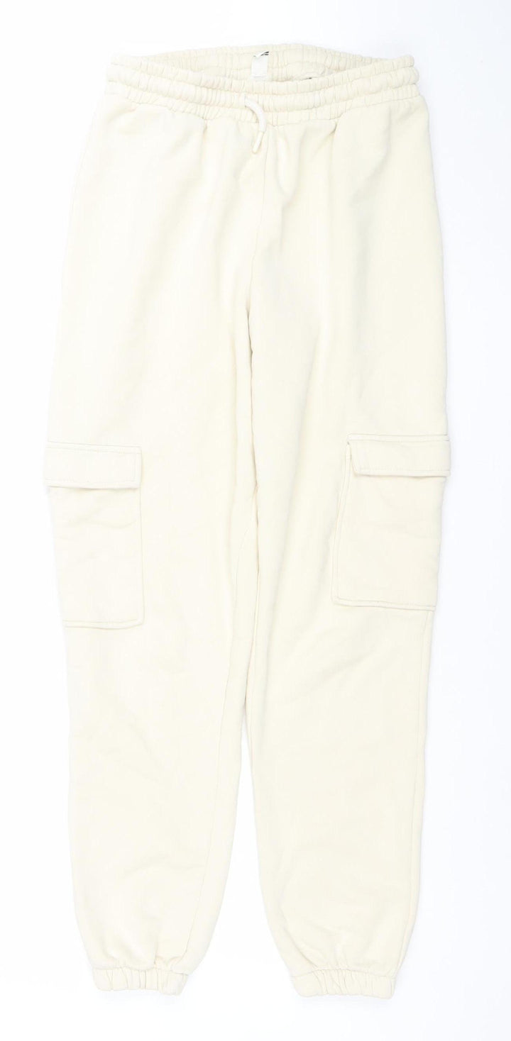 River Island Womens Ivory Jogger Trousers Size S Relaxed Fit