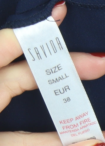Savida Womens Navy Blue Pencil Skirt Size 10 Belted Midi Polyester