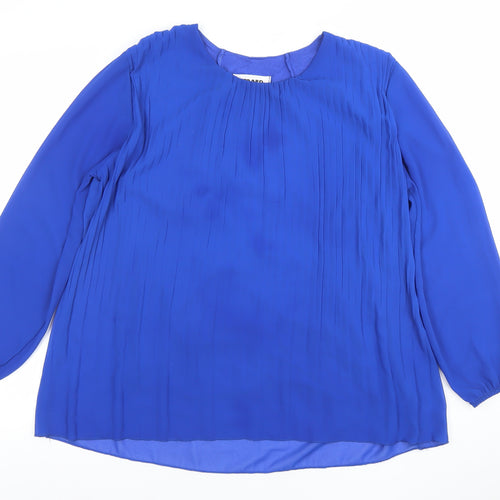 Gerard Women's Blue Pleated Long Sleeve Tunic Blouse Size S