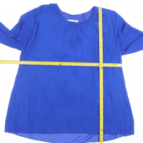 Gerard Women's Blue Pleated Long Sleeve Tunic Blouse Size S