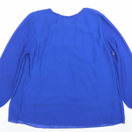 Gerard Women's Blue Pleated Long Sleeve Tunic Blouse Size S