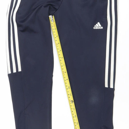 Adidas Boys Blue 9-10 Years Track Pants Tapered Fit Zip Pocket