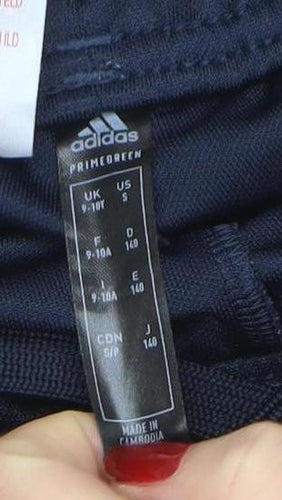 Adidas Boys Blue 9-10 Years Track Pants Tapered Fit Zip Pocket