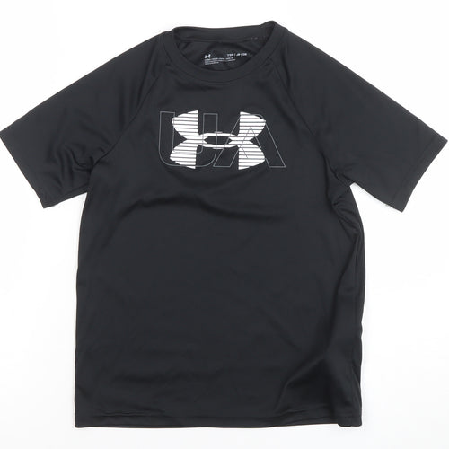 Under Armour Boys Black Graphic Logo Loose Fit Short Sleeve T-Shirt Size M