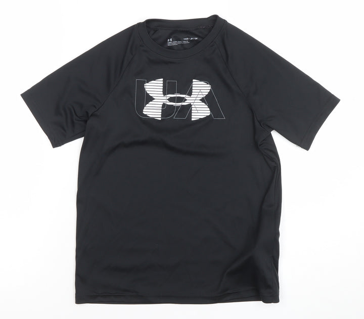 Under Armour Boys Black Graphic Logo Loose Fit Short Sleeve T-Shirt Size M