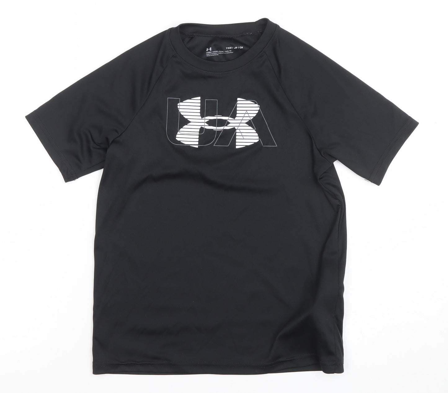Under Armour Boys Black Graphic Logo Loose Fit Short Sleeve T-Shirt Size M