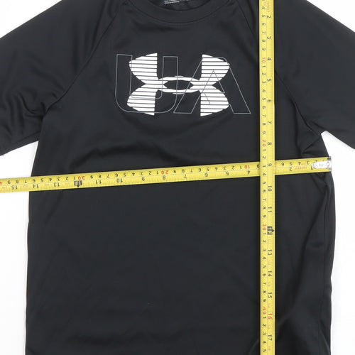 Under Armour Boys Black Graphic Logo Loose Fit Short Sleeve T-Shirt Size M