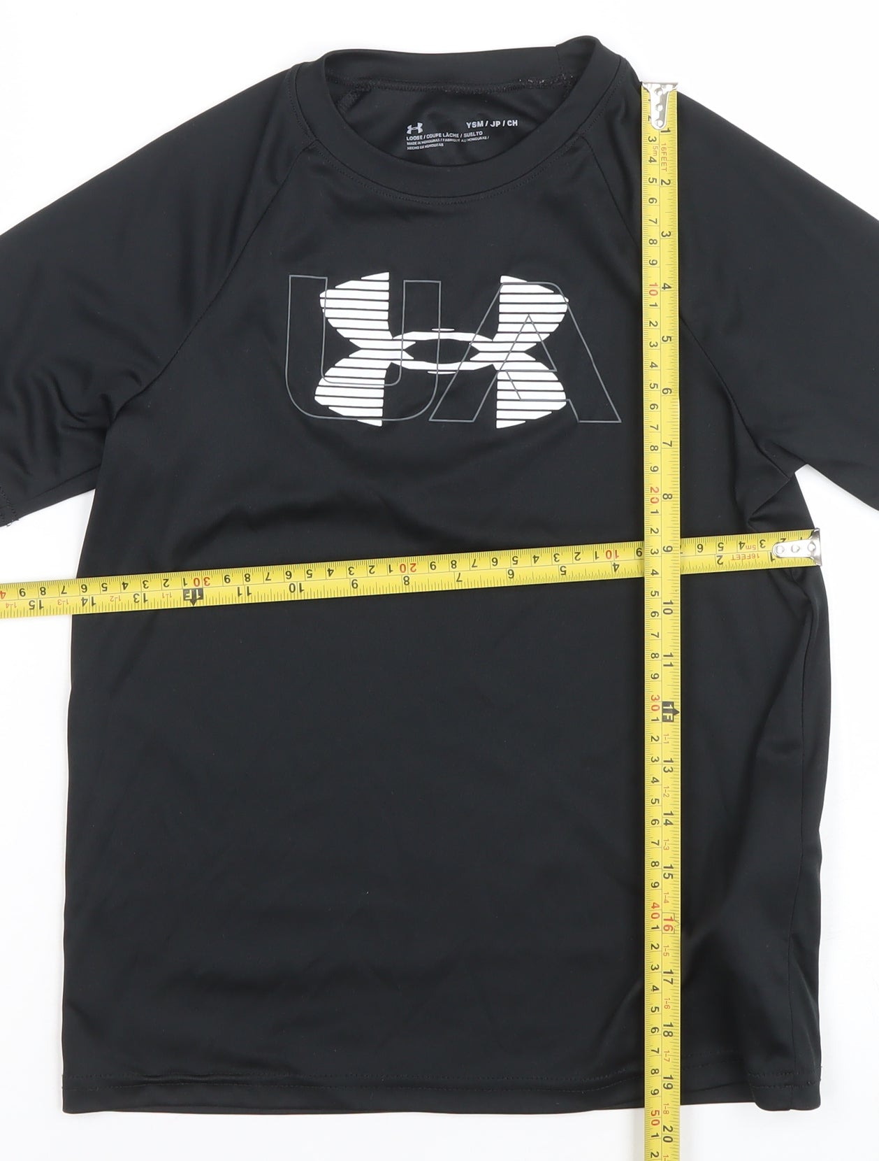 Under Armour Boys Black Graphic Logo Loose Fit Short Sleeve T-Shirt Size M