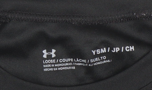 Under Armour Boys Black Graphic Logo Loose Fit Short Sleeve T-Shirt Size M