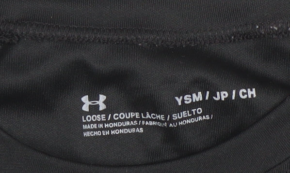 Under Armour Boys Black Graphic Logo Loose Fit Short Sleeve T-Shirt Size M