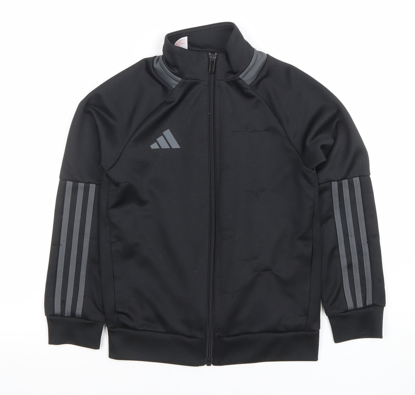 Adidas Boys Black Full Zip Hoodie 7-8 Years Polyester Sportswear