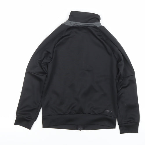 Adidas Boys Black Full Zip Hoodie 7-8 Years Polyester Sportswear