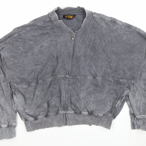 Rising Women’s Grey 1/4 Zip Cotton Pullover Sweatshirt S/M