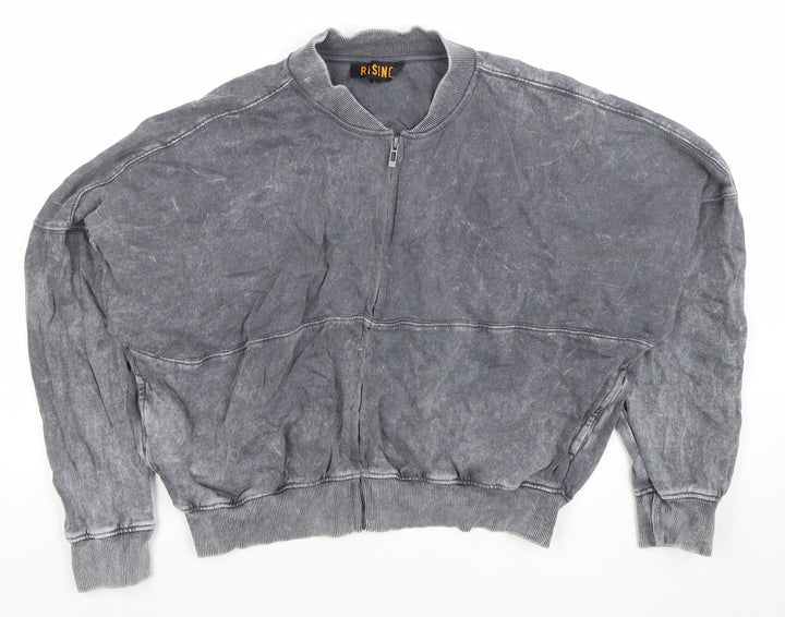 Rising Women’s Grey 1/4 Zip Cotton Pullover Sweatshirt S/M