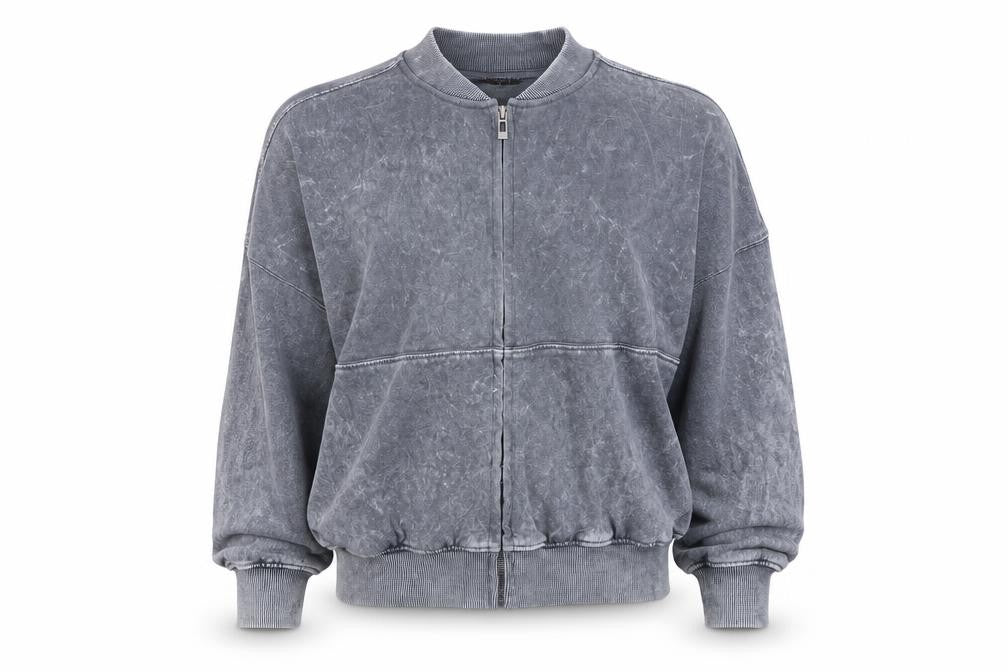 Front view of Rising Women’s Grey 1/4 Zip Cotton Pullover Sweatshirt S/M
