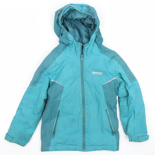 Regatta Boys Blue Waterproof Hooded Rain Coat Jacket 10 Years
