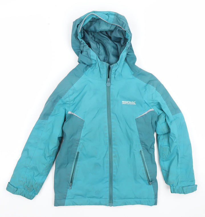 Regatta Boys Blue Waterproof Hooded Rain Coat Jacket 10 Years