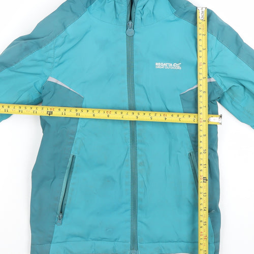 Regatta Boys Blue Waterproof Hooded Rain Coat Jacket 10 Years