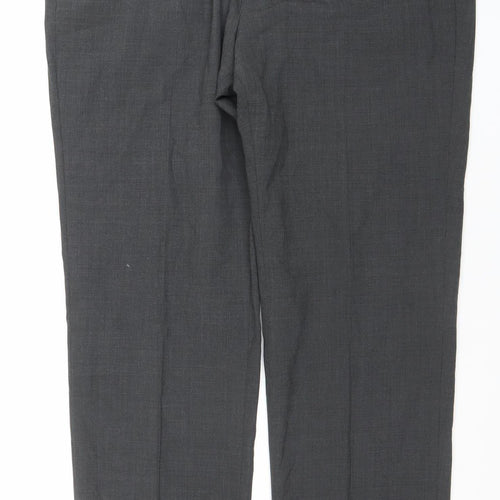 Marks and Spencer Men’s Grey Wool Blend Regular Fit Dress Trousers 38x31