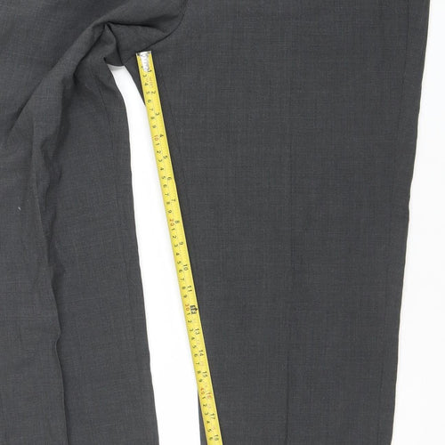 Marks and Spencer Men’s Grey Wool Blend Regular Fit Dress Trousers 38x31