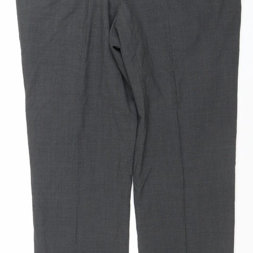 Marks and Spencer Men’s Grey Wool Blend Regular Fit Dress Trousers 38x31