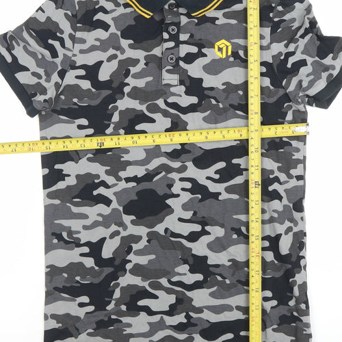 F&F Boys Grey Camouflage Polo Shirt 10-11 Years Cotton Casual Top