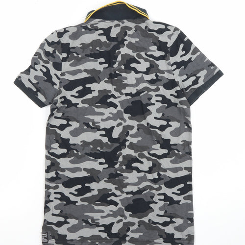 F&F Boys Grey Camouflage Polo Shirt 10-11 Years Cotton Casual Top