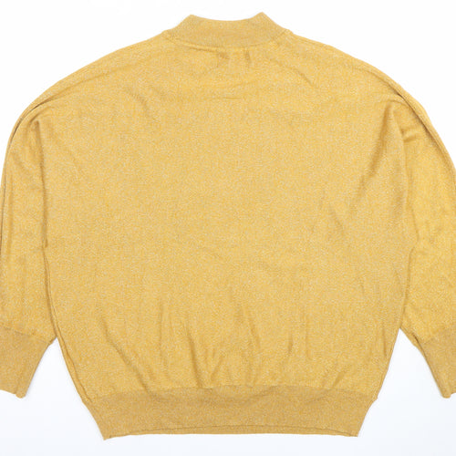 Marks and Spencer Womens Gold Mock Neck Long Sleeve Pullover Jumper Size M