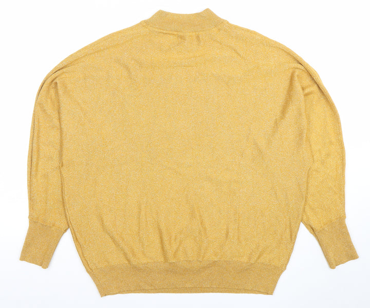 Marks and Spencer Womens Gold Mock Neck Long Sleeve Pullover Jumper Size M