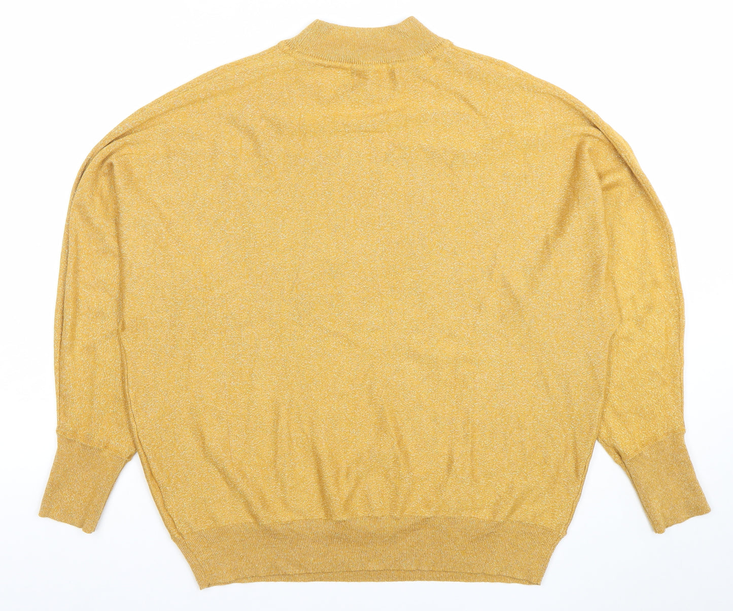 Marks and Spencer Womens Gold Mock Neck Long Sleeve Pullover Jumper Size M