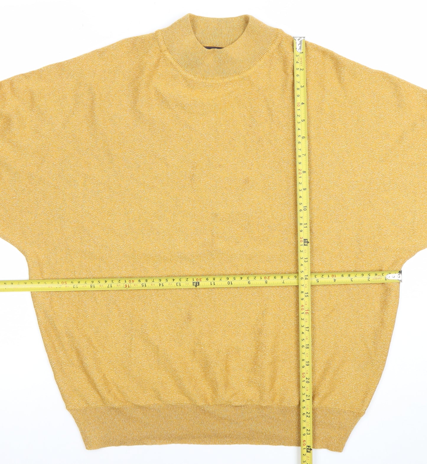 Marks and Spencer Womens Gold Mock Neck Long Sleeve Pullover Jumper Size M