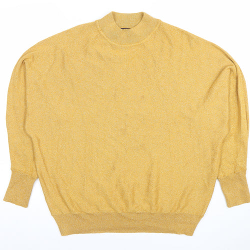 Marks and Spencer Womens Gold Mock Neck Long Sleeve Pullover Jumper Size M