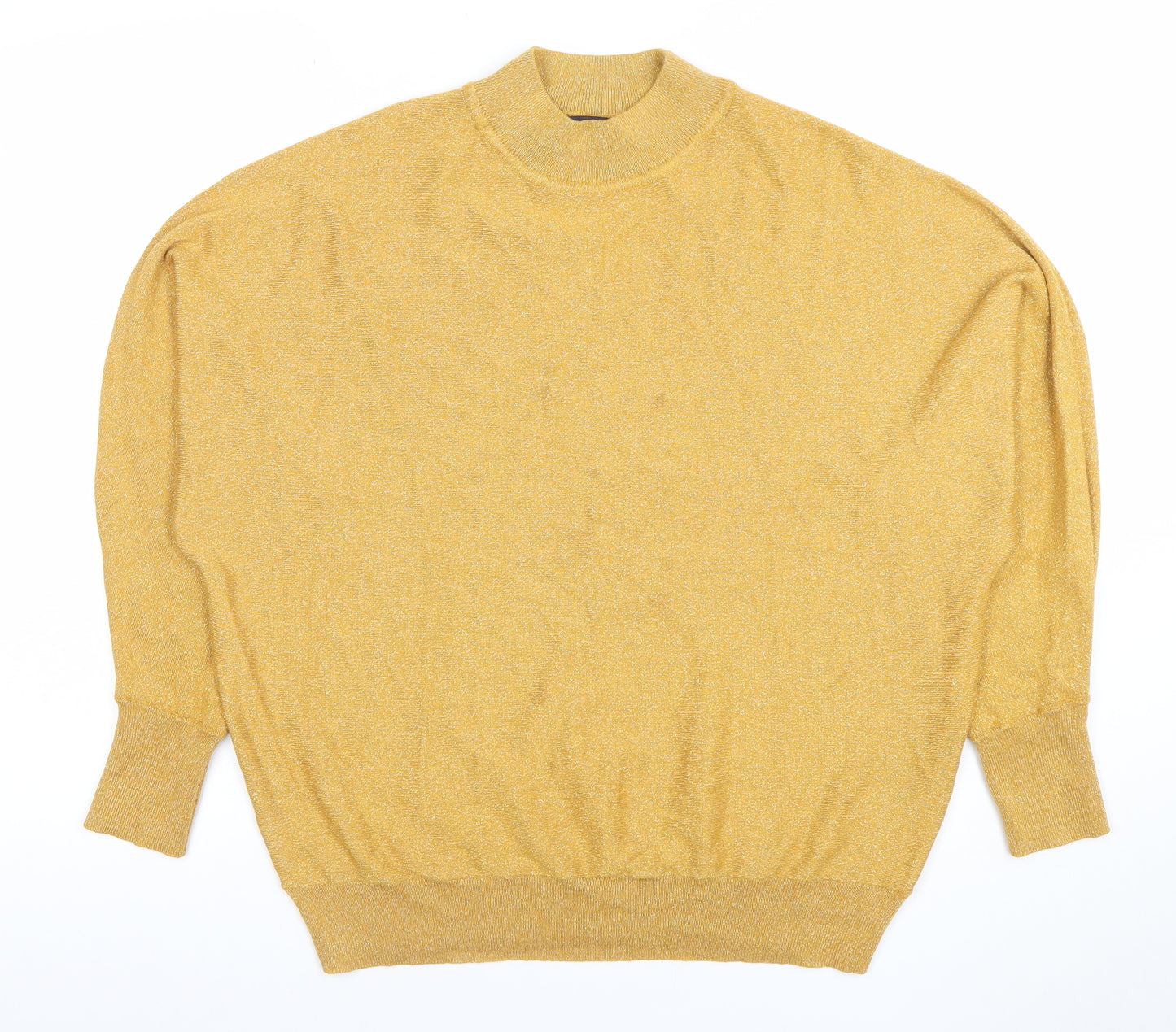 Marks and Spencer Womens Gold Mock Neck Long Sleeve Pullover Jumper Size M