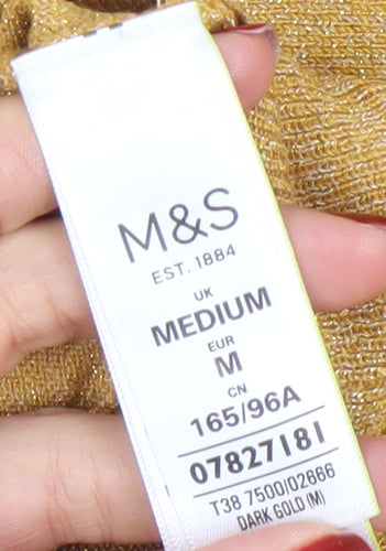 Marks and Spencer Womens Gold Mock Neck Long Sleeve Pullover Jumper Size M