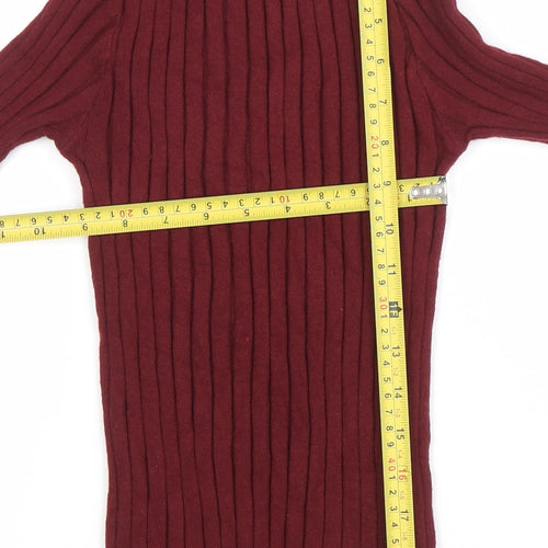 Abollria Women's Red Mock Neck Ribbed Knit Jumper Size M