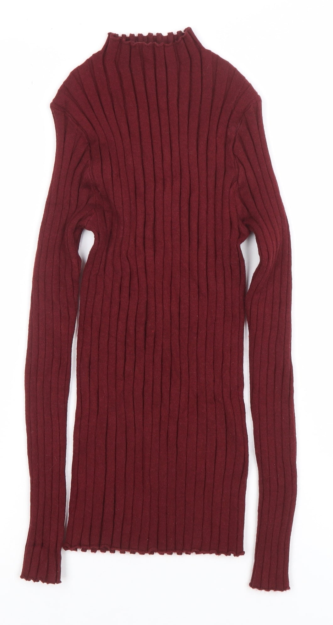 Abollria Women's Red Mock Neck Ribbed Knit Jumper Size M