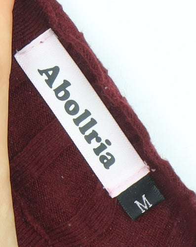 Abollria Women's Red Mock Neck Ribbed Knit Jumper Size M