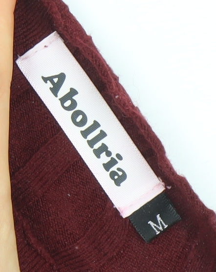 Abollria Women's Red Mock Neck Ribbed Knit Jumper Size M
