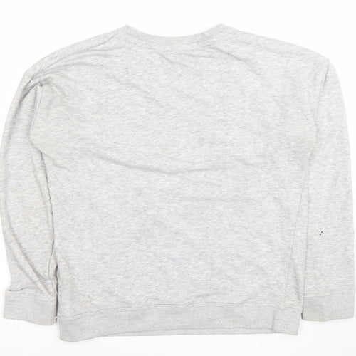 New Look Women Grey Bonjour Print Pullover Sweatshirt Size 10