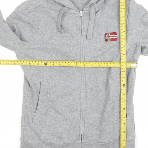 Napapijri Women's Grey Full Zip Hoodie Small Logo Embroidered
